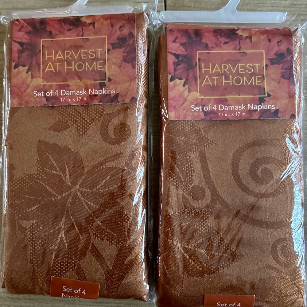 HARVEST AT HOME SET OF 4 (2X) DAMASK NAPKINS